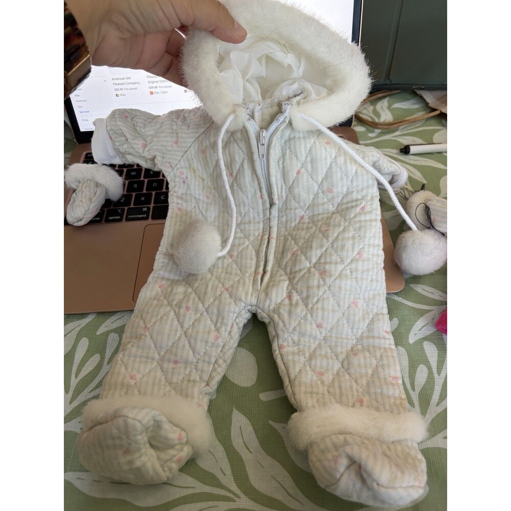 AMERICAN GIRL BITTY BABY DOLL FROSTY FUN QUILTED HEART SNOWSUIT W MITTENS